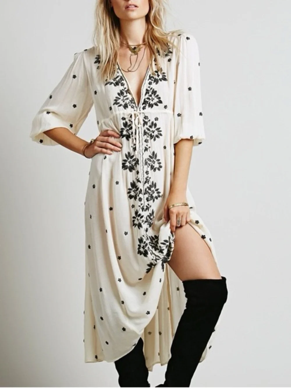 NWT Free People Embroidered Fable Midi Dress SIZE XS